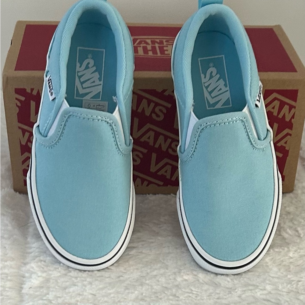 Toddler  Vans Asher Youth Slip-On Low Top Canvas Shoes Crystal Blue Size11 NEW